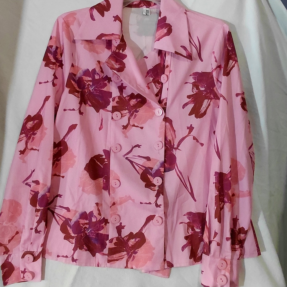 Chic Floral Blazer in Pink and Purple